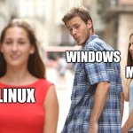 Reasons for choosing an Operating System | Windows; MacOS; Linux | image tagged in 3 people,windows,linux,mac,macos,people | made w/ Imgflip meme maker