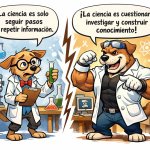 Perro cientifico débil vs perro cientifico musculoso.  Perro déb