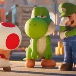 Toad, Yoshi and Luigi disappointed face