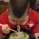 FAT KID EATS NOODLES GIF Template