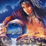 Native American woman pouring water