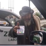 Homeless guy with a card reader