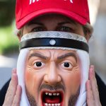 MAGA woman mask raging brown man arab iranian