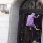 Lady on door
