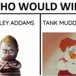 Clash Of The Chubsters | tank muddlefoot; pugsley addams | image tagged in memes,who would win,addams family,darkwing duck,chubby,brothers | made w/ Imgflip meme maker