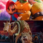 Bridget, Larry and Ryan Reacts To Bowser Kisses Mario? | image tagged in bridget larry and ryan reacts to what,deviantart,the wild,mario movie,disney,deviantart week | made w/ Imgflip meme maker