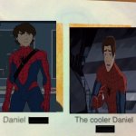 spiderman (2017) vs Ultimate spider man | image tagged in the cooler daniel | made w/ Imgflip meme maker