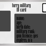 furry military ID card base
