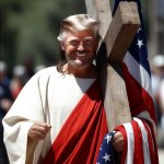 Donald Trump Jesus Christ Cross Flag MAGA