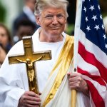 Donald Trump Jesus Christ Cross Flag MAGA