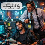 Office Space Style Boss Coming Over To Annoy His Worker