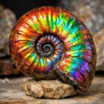 Natural Rainbow Ammonite Fossil Olecranon Conch Crystal Mineral