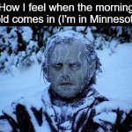 If the temperature drops by another degree istg I'm getting hypothermia | How I feel when the morning cold comes in (I'm in Minnesota) | image tagged in freezing cold,memes,fun | made w/ Imgflip meme maker