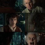 Frodo and Bilbo with scary face
