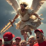 Archangel Micheal descends from Heaven to punish evil people