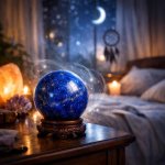 lapis lazuli sphere in a bedroom