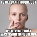I Still Can't Figure Out What To Figure Out | i still can't figure out; whatever it was i was trying to figure out | image tagged in i still can't figure out,figuring it out,whatever | made w/ Imgflip meme maker