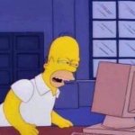 Homer squinting at computer
