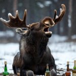 Drunken Moose in snow liquor JPP