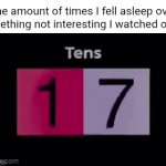Fell asleep | The amount of times I fell asleep over something not interesting I watched on tv: | image tagged in gifs,tv,television,memes,blank white template,asleep | made w/ Imgflip video-to-gif maker