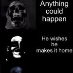 Horray | Greg story; Greg is scared; No one is around; He wakes up in hospital; He realises he is in creepy hospital; He tries to find exit; But has no luck; A creepy version of him appears; It tries to kill greg; He outruns it; He finds the exit; It’s 3.00am; He finds a car; Luckily it has petrol; He drives it; It takes him to a dark highway; A monster appears; It vanishes after a few mins; He is worried; His arms are shaking; Then he turns on the radio; Greg feels sick; It’s explained the greving; He throws up; His eyes are twitching; It’s now 4.03am; Anything could happen; He wishes he makes it home; 5.03am; Surprisingly, the car is fast; A note says; This car is now yours, it will lose petrol
At 7.27am; He is confused; Greg finds a phone that says; This is now yours; It’s 7.22am; He sees his street; He makes it home; Tomorrow is back to school; He is at high school; The school is really awesome; He takes a test; He scores 100/100; His mother is happy; The car he found is a bugatti! Holly asked him out; Greg has the best life | image tagged in mr incredible becoming uncanny to canny longest template ever | made w/ Imgflip meme maker