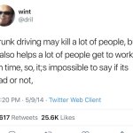 Wint Drunk Driving Tweet