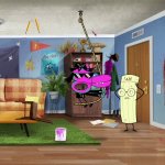 Scissors swinging at a target