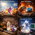Yes, heat, sunlight, and sound can "activate" or charge crystals