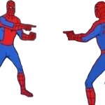 Spidermen pointing no background