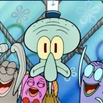Squidward unamused, surprised, it dawned on him
