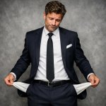 man looking elegant but with his pockets empty