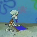 Squidward packing up lawn chair GIF Template