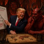 Trump and Satan laughing