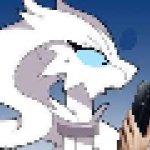 pixelated reshiram looking at phone