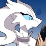 Reshiram looking at phone