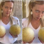 Giorgia Meloni holding melons