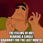 Bliss.  Absolute bliss. | the feeling of not hearing a single brainrot for the last month | image tagged in pacha perfect,brainrot,anti brainrot,relatable | made w/ Imgflip meme maker