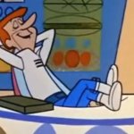 George Jetson feet on desk