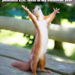 Finally! | I am finally done with pointless EOC tests in my freshman year. | image tagged in grateful,test,school | made w/ Imgflip meme maker