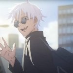 Gojo waving goodbye
