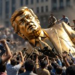 Trump Statue torn down - American future meme
