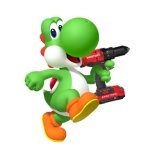 Yoshi holding Power Drill meme