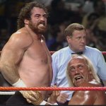 Hogan on his knees