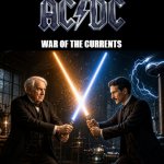 AI-generated Edison vs Tesla poster meme