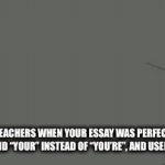 Like, why can’t we use ect? And why not Wikipedia? | Reading teachers when your essay was perfect but you used ect, said “your” instead of “you’re”, and used Wikipedia. | image tagged in gifs,school,memes | made w/ Imgflip video-to-gif maker