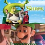 Luigi Calls Shrek (2001) Cinema | image tagged in shrek,dreamworks,super mario,deviantart,memes | made w/ Imgflip meme maker