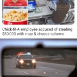 Chick-fil-A employee | image tagged in gifs,memes,blank white template,chick-fil-a,mac and cheese,accused | made w/ Imgflip video-to-gif maker