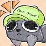 peble with his thinken cap