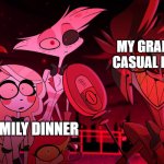 <3 | my grandpa's casual racism; a nice family dinner | image tagged in alastor hazbin hotel | made w/ Imgflip meme maker