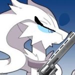 Verita the Reshiram with a gun